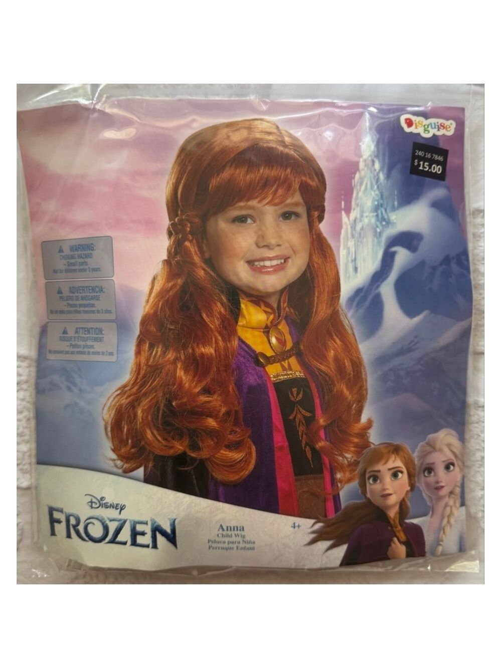 Girls Disguise Anna Frozen Red Costume Wig One Size